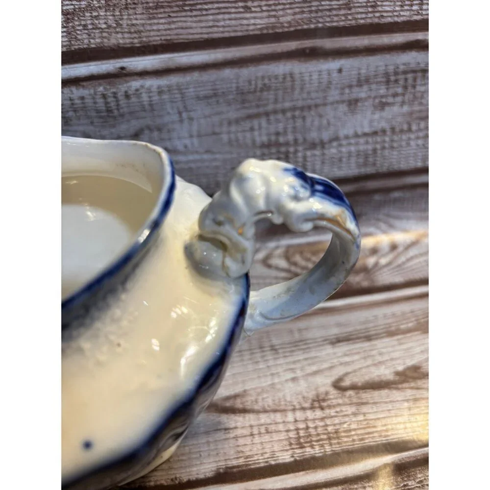 Antique Blue & White Ironstone Small Pitcher Creamer